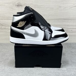 Nike Air Jordan 1 Mid SE Black Metallic Silver White HV0789-010 Men's Size 12.5